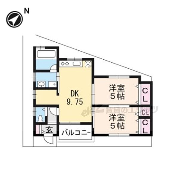 ハイライフハイツ福角 101｜京都府宇治市五ケ庄福角(賃貸アパート2LDK・1階・45.37㎡)の写真 その2