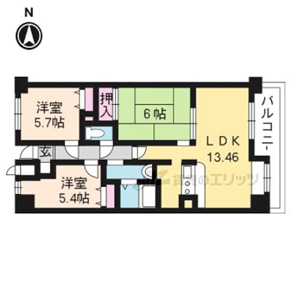 グランＫ’ｓ 407｜京都府宇治市伊勢田町大谷(賃貸マンション3LDK・4階・67.96㎡)の写真 その2