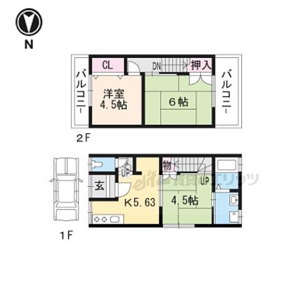 東野百拍子町46-15貸家 ｜京都府京都市山科区東野百拍子町(賃貸一戸建3DK・2階・49.20㎡)の写真 その2