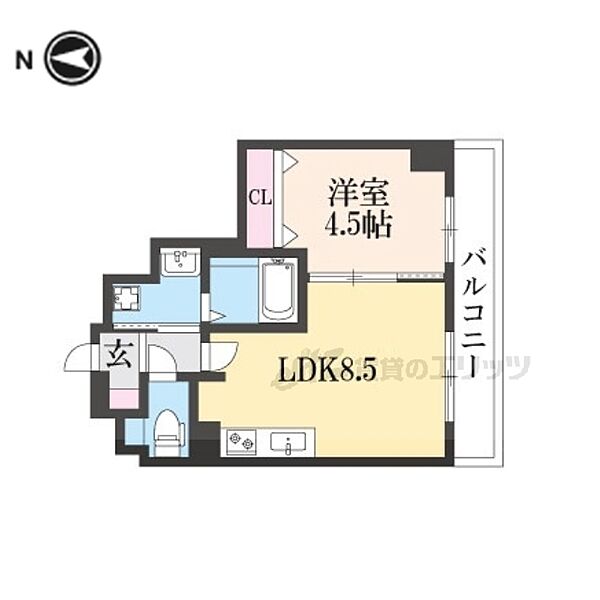 サンクチュアリ山科三条 606｜京都府京都市山科区竹鼻竹ノ街道町(賃貸マンション1LDK・6階・33.02㎡)の写真 その2