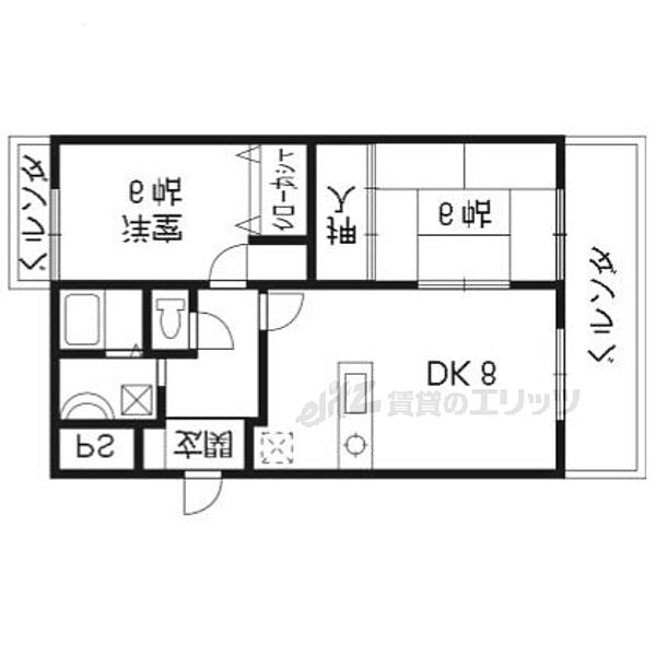 カサ・デ・高ノ手 206｜京都府京都市南区久世中久世町1丁目(賃貸マンション2LDK・2階・56.70㎡)の写真 その2