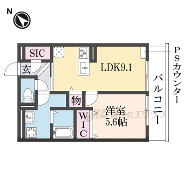 D-ROOM伏見区醍醐槇ノ内町 303｜京都府京都市伏見区醍醐槇ノ内町(賃貸アパート1LDK・3階・40.08㎡)の写真 その2