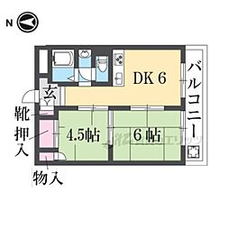 桃山グランドハイツ 2DKの間取図画像