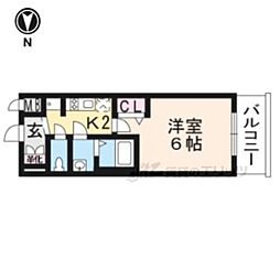 プレサンスTHEKYOTO粋都 1Kの間取図画像