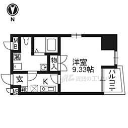 エスポワール椥辻 1Kの間取図画像