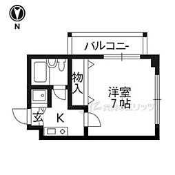 四ノ宮コート 1Kの間取図画像