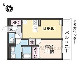 フロレゾン醍醐 1LDKの間取図画像