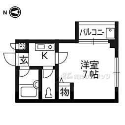 プロシード桃山 1Kの間取図画像