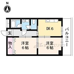 Rose音羽川 2DKの間取図画像