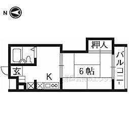 ハイツ奥田 1DKの間取図画像