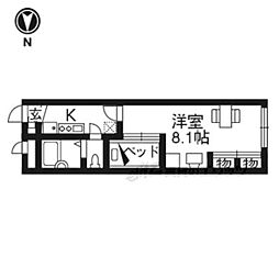 レオパレス五箇庄 1Kの間取図画像