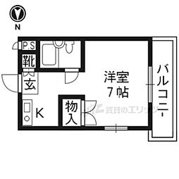 カーサ桃山 ワンルームの間取図画像