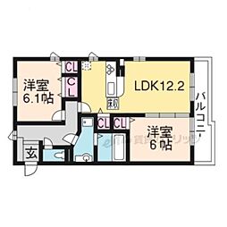 セジュール芹川 2LDKの間取図画像