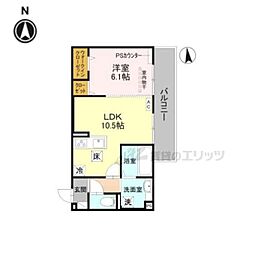 GRAMM竹田B棟 1LDKの間取図画像