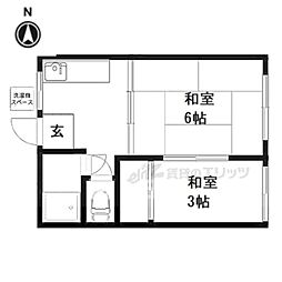 四ノ宮ハイツ 2Kの間取図画像