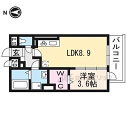 シンフォニー久津川 1LDKの間取図画像