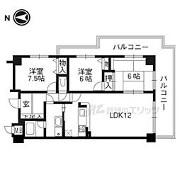 ライオンズマンション京都淀第2 3LDKの間取図画像