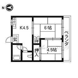 辻ニューコーポ 2DKの間取図画像