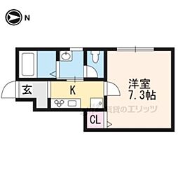 グリーンルーム椥辻 1Kの間取図画像
