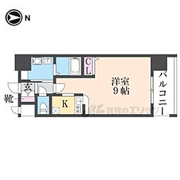 プレサンス京都烏丸爛都 1Kの間取図画像