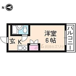 ボーン宇治1号館 1Kの間取図画像