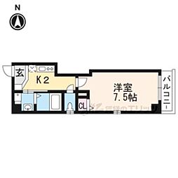 レヴィア京町 1Kの間取図画像
