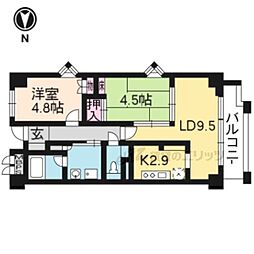パインフィールド七条 2LDKの間取図画像
