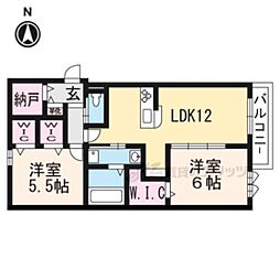 オプレジール鴨川 2LDKの間取図画像