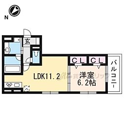 アイル宇治小倉 1LDKの間取図画像