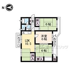 一言寺団地C1棟 3LDKの間取図画像