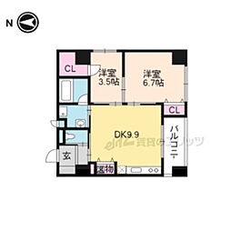 ラティス東野 2LDKの間取図画像