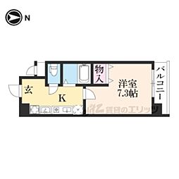 五条・高倉ヴィブレ2 1Kの間取図画像