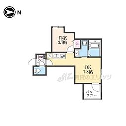 京都市伏見区深草寺内町アパート 1DKの間取図画像
