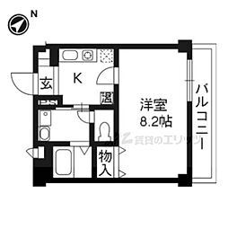 アンプルールフェール椋 1Kの間取図画像