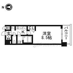 プレサンスTHEKYOTO流雅 1Kの間取図画像