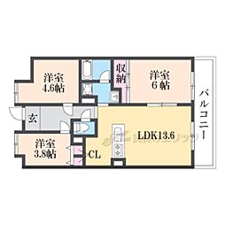 ライオンズマンション京都淀A棟 3LDKの間取図画像