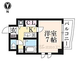 グランドパレス京都烏丸五条 1Kの間取図画像