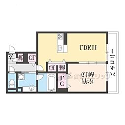 クレリアB 1LDKの間取図画像