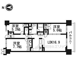 京都桂川つむぎの街グランスクエア 3LDKの間取図画像