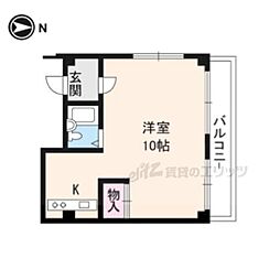 GENSAKIZO御所南甘露町 1Kの間取図画像