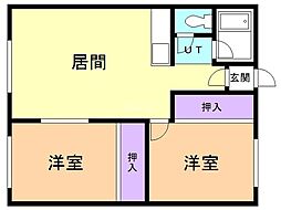 レジデンスヒロ 2LDKの間取図画像