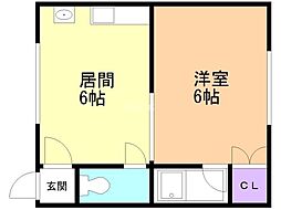 ホークハイツ 1DKの間取図画像