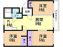 コーポオカムラ 3LDKの間取図画像