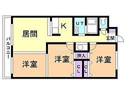 フェイマスKITAMI3番館 3LDKの間取図画像