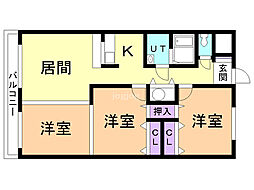フェイマスKITAMI3番館 3LDKの間取図画像