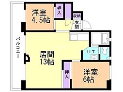 ビレッジハウス双葉2 2LDKの間取図画像