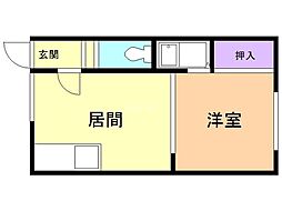 コーポ南仲町 1DKの間取図画像