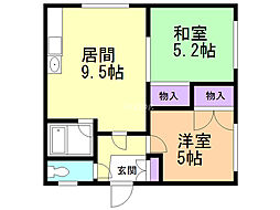 コーポ舞 2DKの間取図画像