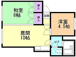 コーポオカムラ 2LDKの間取図画像