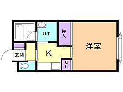 ハッピー97 1Kの間取図画像